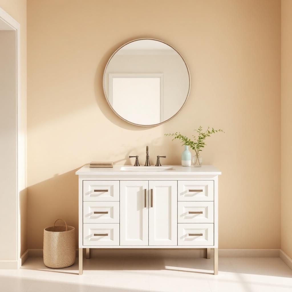 Mueble de baño montado y espejo colocado en una vivienda de Alicante