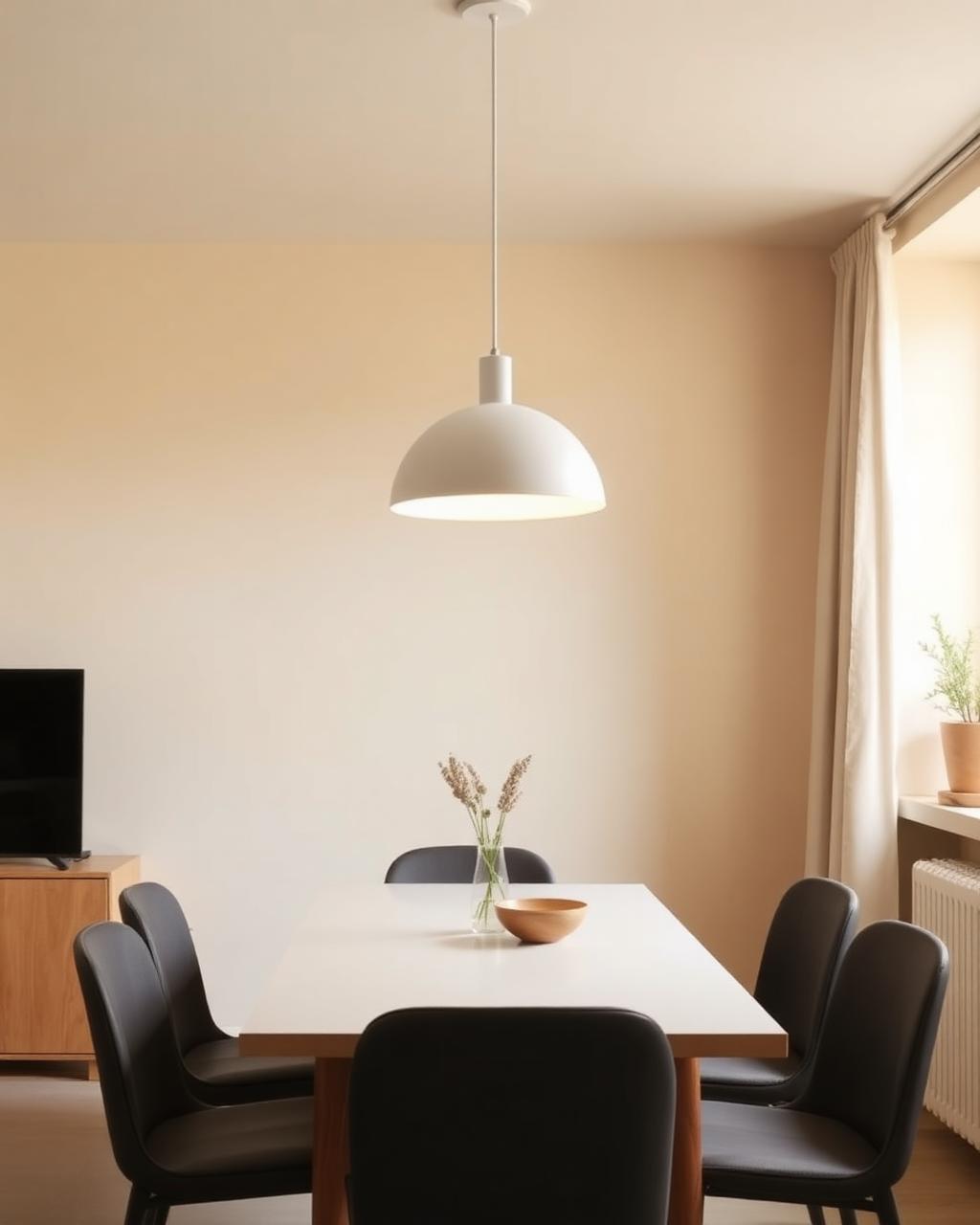 Lámpara colgante instalada sobre la mesa del comedor en Torrevieja